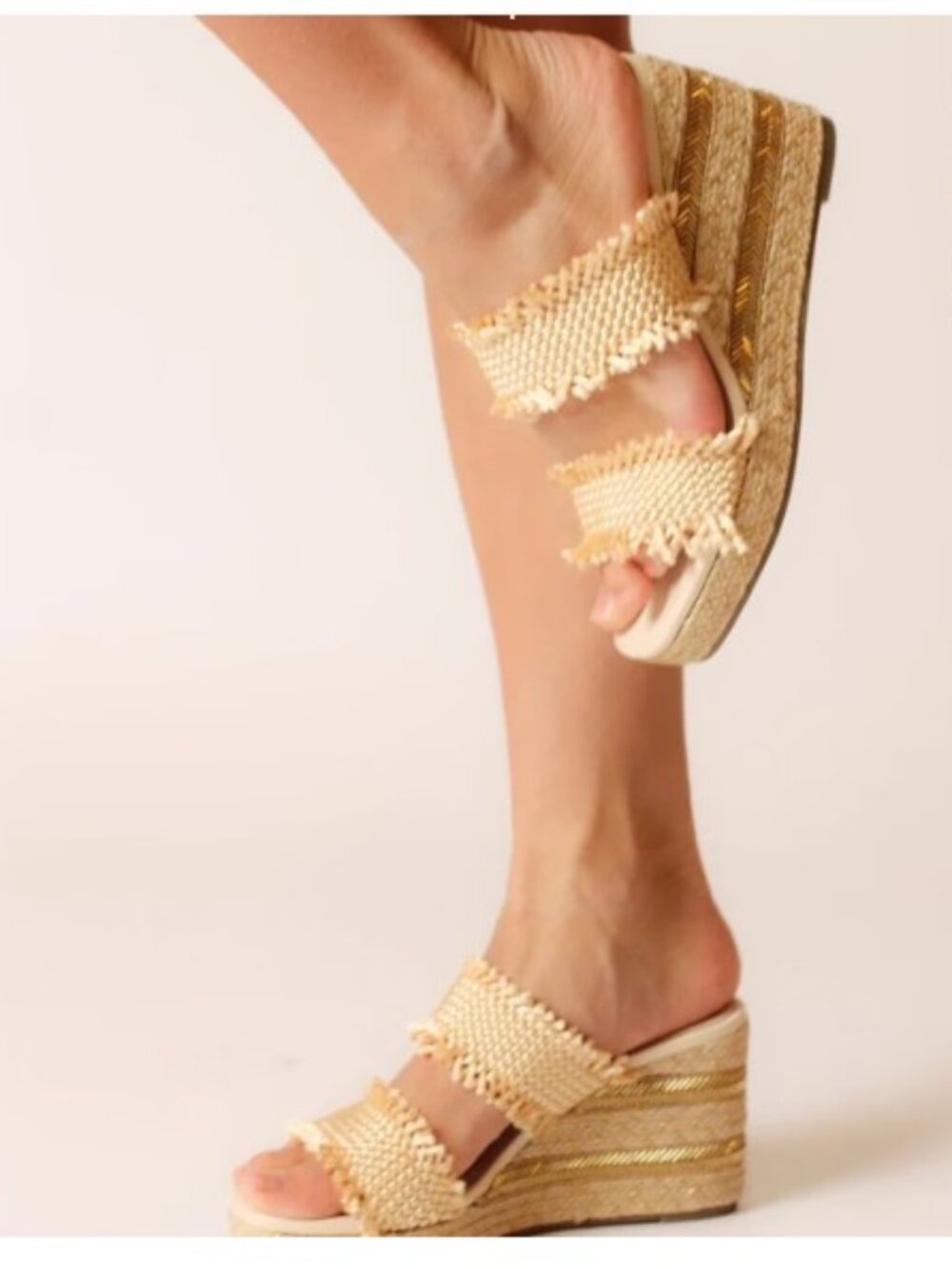 Cecelia New York 'Lady Zara' Tan Rafia Wedge Sandals - Size 7